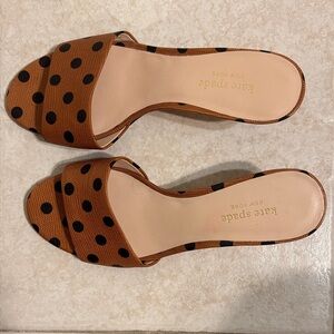 Kate Spade Tan and Black Polka Dot Heels